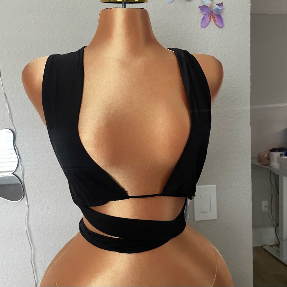 Black Wrap Crop Top